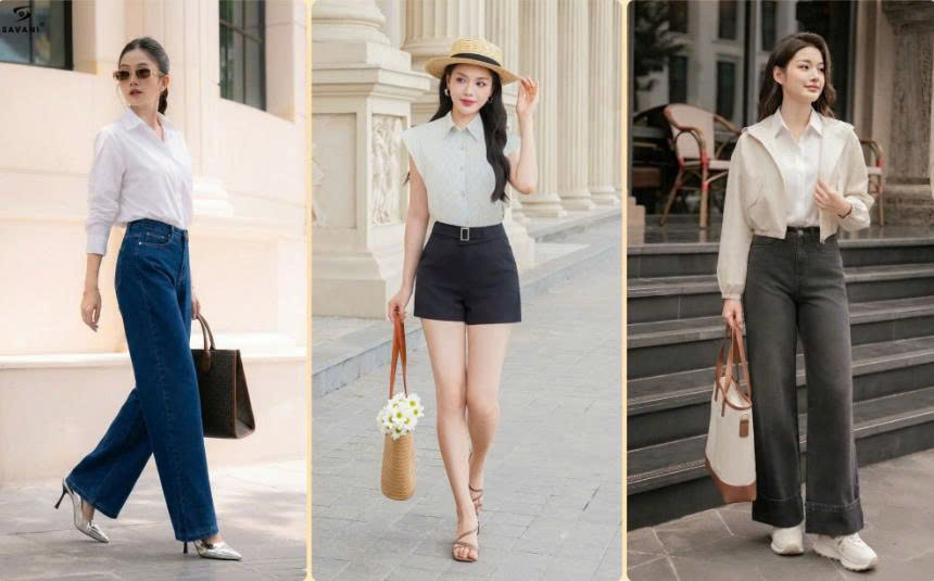 10 cách phối áo sơ mi nữ